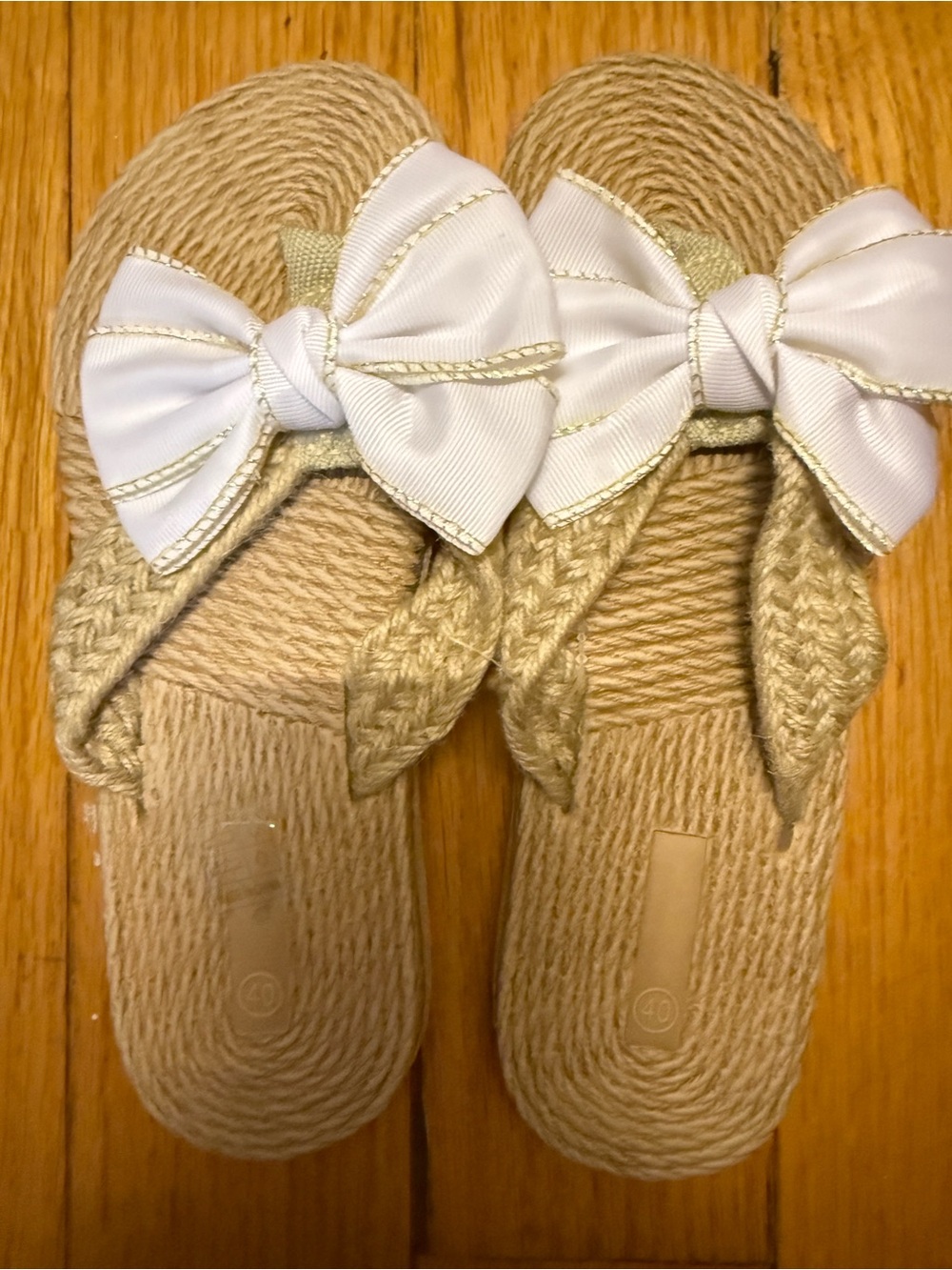 Neutral Bow-Accent Women’s Espadrille Slide Sandals